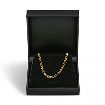 EDELIND 750 Gold Armband Damen Herren 3.4 mm Bracelet Figarokette diamantiert Gliederung 5+1 18 Karat Gelbgold Länge 21cm Armkette Made in Germany - 3
