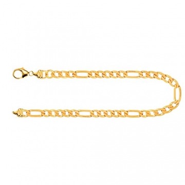 EDELIND 750 Gold Armband Damen Herren 3.4 mm Bracelet Figarokette diamantiert Gliederung 5+1 18 Karat Gelbgold Länge 21cm Armkette Made in Germany - 1