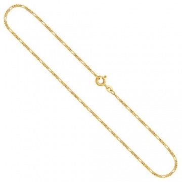 EDELIND Halskette Damen Herren 333 Gold 1.5 mm Goldkette Figarokette Diamantiert aus Gelbgold Länge 65 cm Echt Gold Kette mit Stempel Made in Germany - 1
