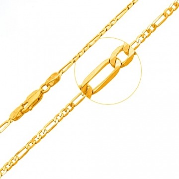 Goldene Damen Kette Figarokette 585 14k Gold Gelbgold 45cm Gravur - 5
