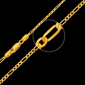 Goldene Damen Kette Figarokette 585 14k Gold Gelbgold 45cm Gravur - 6