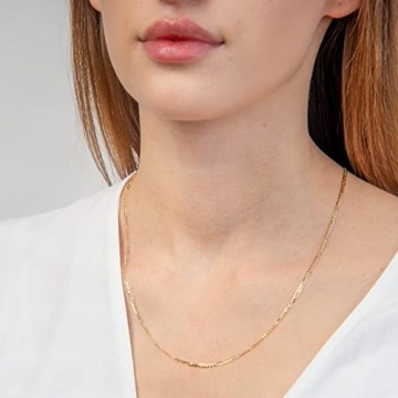 Goldene Damen Kette Figarokette 585 14k Gold Gelbgold 55cm Gravur - 2