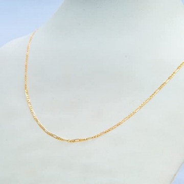 Goldene Damen Kette Figarokette 585 14k Gold Gelbgold 55cm Gravur - 3