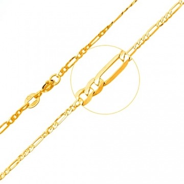 Goldene Damen Kette Figarokette 585 14k Gold Gelbgold 55cm Gravur - 5