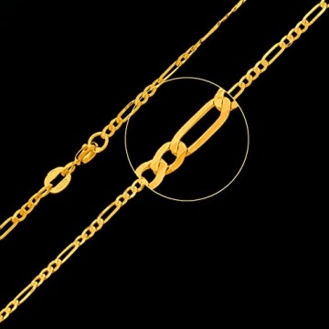 Goldene Damen Kette Figarokette 585 14k Gold Gelbgold 55cm Gravur - 6