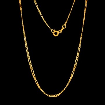 Goldene Damen Kette Figarokette 585 14k Gold Gelbgold 55cm Gravur - 7