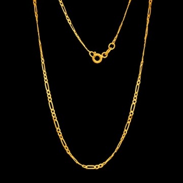 Goldene Damen Kette Figarokette 585 14k Gold Gelbgold 55cm Gravur - 7