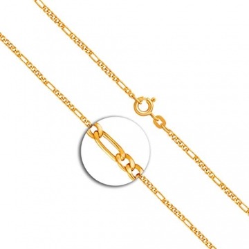 Goldkette Damen Herren Echt Gold 1.9 mm, Figarokette diamantiert 750 aus Gelbgold, Kette Gold mit Stempel, Halskette mit Federring, Länge 42 cm, Gewicht ca. 4.1 g, Made in Germany - 2