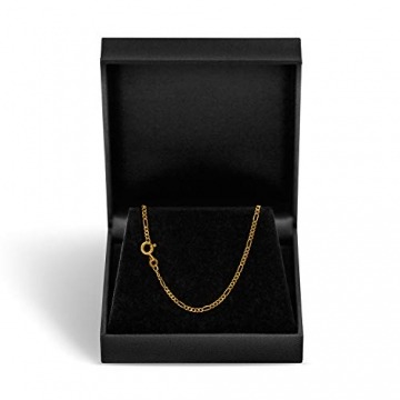 Goldkette Damen Herren Echt Gold 1.9 mm, Figarokette diamantiert 750 aus Gelbgold, Kette Gold mit Stempel, Halskette mit Federring, Länge 42 cm, Gewicht ca. 4.1 g, Made in Germany - 3