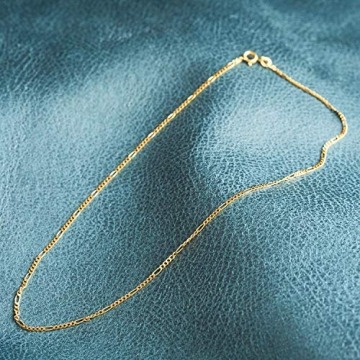 Goldkette Damen Herren Echt Gold 1.9 mm, Figarokette diamantiert 750 aus Gelbgold, Kette Gold mit Stempel, Halskette mit Federring, Länge 42 cm, Gewicht ca. 4.1 g, Made in Germany - 6