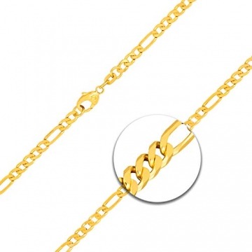 Goldkette Herren Echtgold 3.4 mm, Figarokette diamantiert 333 aus Gelbgold, Kette Gold mit Stempel, Halskette mit Karabinerverschluss, Länge 45 cm, Gewicht ca. 9.6 g, Made in Germany - 2