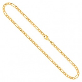 Goldkette Herren Echtgold 3.4 mm, Figarokette diamantiert 333 aus Gelbgold, Kette Gold mit Stempel, Halskette mit Karabinerverschluss, Länge 45 cm, Gewicht ca. 9.6 g, Made in Germany - 1