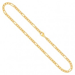 Goldkette Herren Echtgold 3.4 mm, Figarokette diamantiert 333 aus Gelbgold, Kette Gold mit Stempel, Halskette mit Karabinerverschluss, Länge 45 cm, Gewicht ca. 9.6 g, Made in Germany - 1