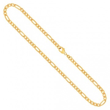 Goldkette Herren Echtgold 3.4 mm, Figarokette diamantiert 333 aus Gelbgold, Kette Gold mit Stempel, Halskette mit Karabinerverschluss, Länge 45 cm, Gewicht ca. 9.6 g, Made in Germany - 1