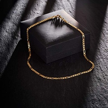 Goldkette Herren Echtgold 3.4 mm, Figarokette diamantiert 333 aus Gelbgold, Kette Gold mit Stempel, Halskette mit Karabinerverschluss, Länge 45 cm, Gewicht ca. 9.6 g, Made in Germany - 6