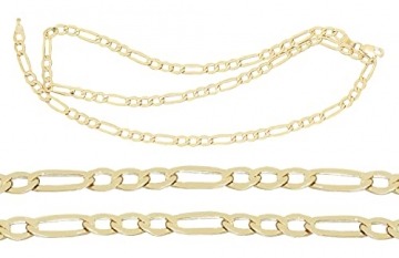 Hobra-Gold Goldkette 585 Figarokette 3,6 mm breit Halskette 50 / 60 cm Gold 14 Kt Karabiner (60) - 1