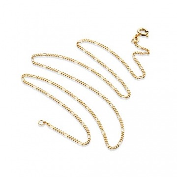 Orovi Damen Figarokette Halskette 14 Karat (585) GelbGold Figaro diamantiert Goldkette 1,5mm breit 45cm lange - 2