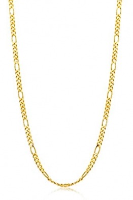 Orovi Damen Figarokette Halskette 14 Karat (585) GelbGold Figaro diamantiert Goldkette 1,5mm breit 45cm lange - 1