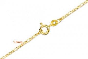 Orovi Damen Figarokette Halskette 14 Karat (585) GelbGold Figaro diamantiert Goldkette 1,5mm breit 45cm lange - 4