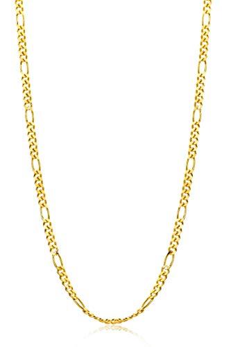 Orovi Damen Figarokette Halskette 14 Karat (585) GelbGold Figaro diamantiert Goldkette 1,5mm breit 45cm lange - 1