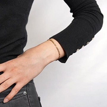 trendor Damen-Armband Gold 585/14K Figaro-Muster Länge 19 cm wunderschöner Goldschmuck für Frauen, zeitlose Geschenkidee, 51908 - 4