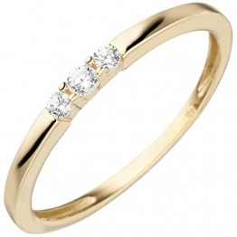 JOBO Damen-Ring aus 333 Gold mit 3 Zirkonia Größe 54 - 1