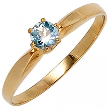 JOBO Damen-Ring aus 585 Gold mit Aquamarin Größe 50 - 1