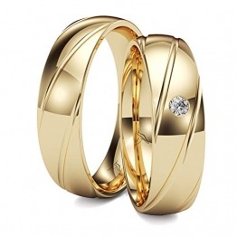 Kolibri Rings GOLD- Eheringe Paarpreis Gold 333 Massiv mit einem Diamanten Trauringe Verlobungsringe Partnerringe 100% Made in Germany- Inkl. Gratis Etui + Gravur + Zertifikat (Hochglanz Poliert) - 1