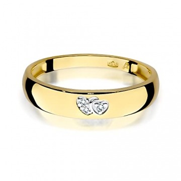MARKO Damen-Goldring mit Herzen, verziert mit 0,02 Karat Diamanten | 14 Karat Gold (585) | Goldring mit Box | Goldring für Frauen (Gelbgold, 57 (18.2)) - 2