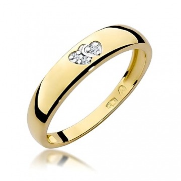 MARKO Damen-Goldring mit Herzen, verziert mit 0,02 Karat Diamanten | 14 Karat Gold (585) | Goldring mit Box | Goldring für Frauen (Gelbgold, 57 (18.2)) - 1