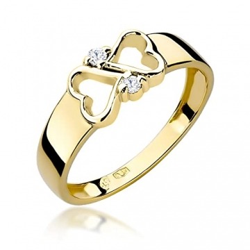 MARKO Goldherzring mit 0,4Ct Diamant, 14 Karat Gold (585) | Goldring inklusive Box | Goldring für Frauen (Gelbgold, 59 (18.8)) - 2