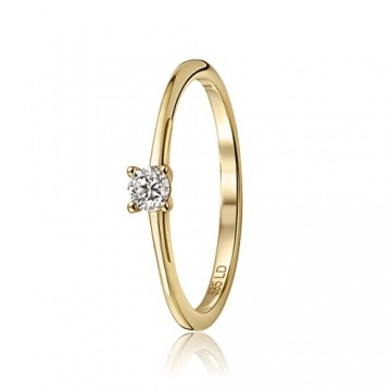 Miore Lab Diamant Schmuck Damen Solitär Verlobungsring mit 0.11 Ct Laborgezüchteter Diamant Ring aus Gelbgold 14 Karat (585) Gold - 2