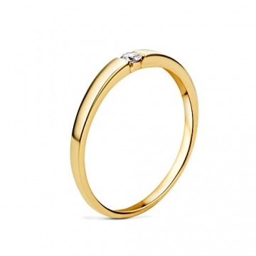 OROVI – Gold Ring aus 8 Karat Gelbgold (333) mit 0.05 Ct Diamant – Solitärring Damen mit Brillant – Verlobungsring allergenfrei & handgemacht (Größe 56) - 3