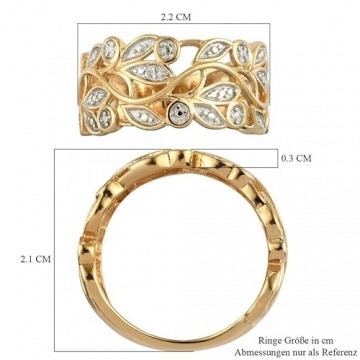 SHOP LC Dazzling Women's Leaf Ring 925 Sterling Silber mit 585 Gold Rose Gold Plating 0.09 ct Weiß Diamanten Verlobung Hochzeit Ring, Geburtstag Geschenk - 6