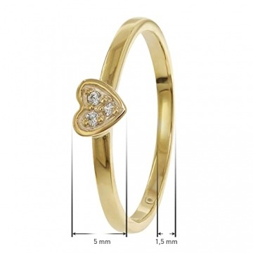 trendor Damenring Gold 333/8K Herz mit Zirkonia wunderschöner Ring aus Echtgold für Frauen, zauberhafte Geschenkidee 41538-50 Ringgröße 50/15,9 - 5