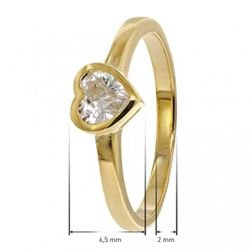 trendor Damenring Gold 333/8K mit Zirkonia Herz wunderschöner Ring aus Echtgold für Frauen, zauberhafte Geschenkidee 41558-58 Ringgröße 58/18,5 - 5